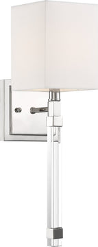 5"W Tompson 1-Light Vanity & Wall Polished Nickel / White Fabric
