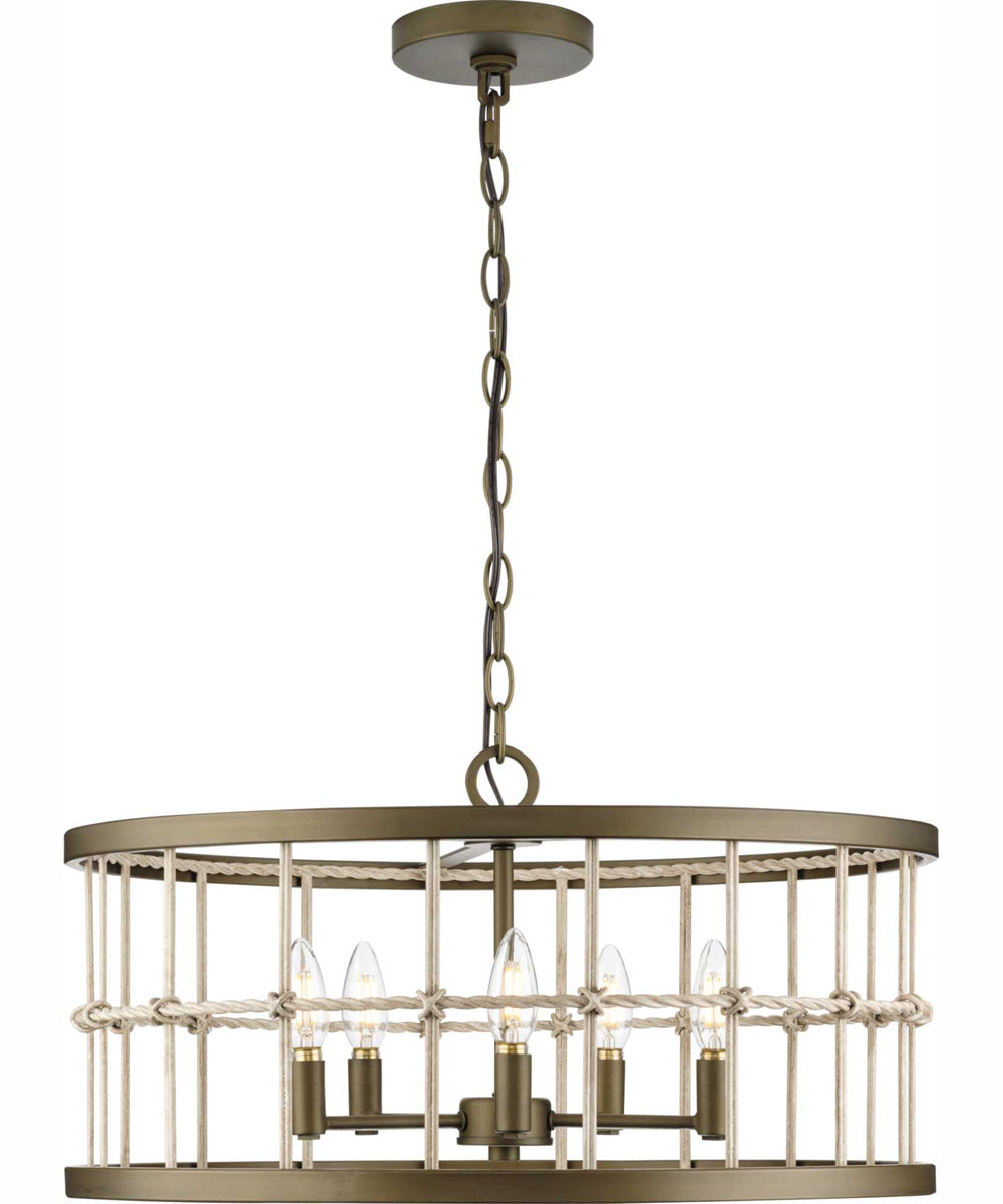 Lattimore 5-Light Coastal Chandelier Aged Brass