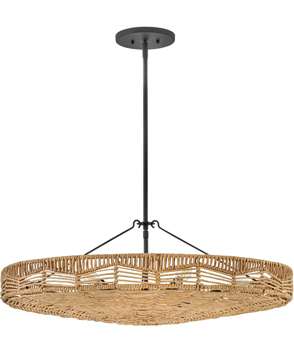 Ophelia 6-Light Medium Convertible Pendant in Black with Natural Shade