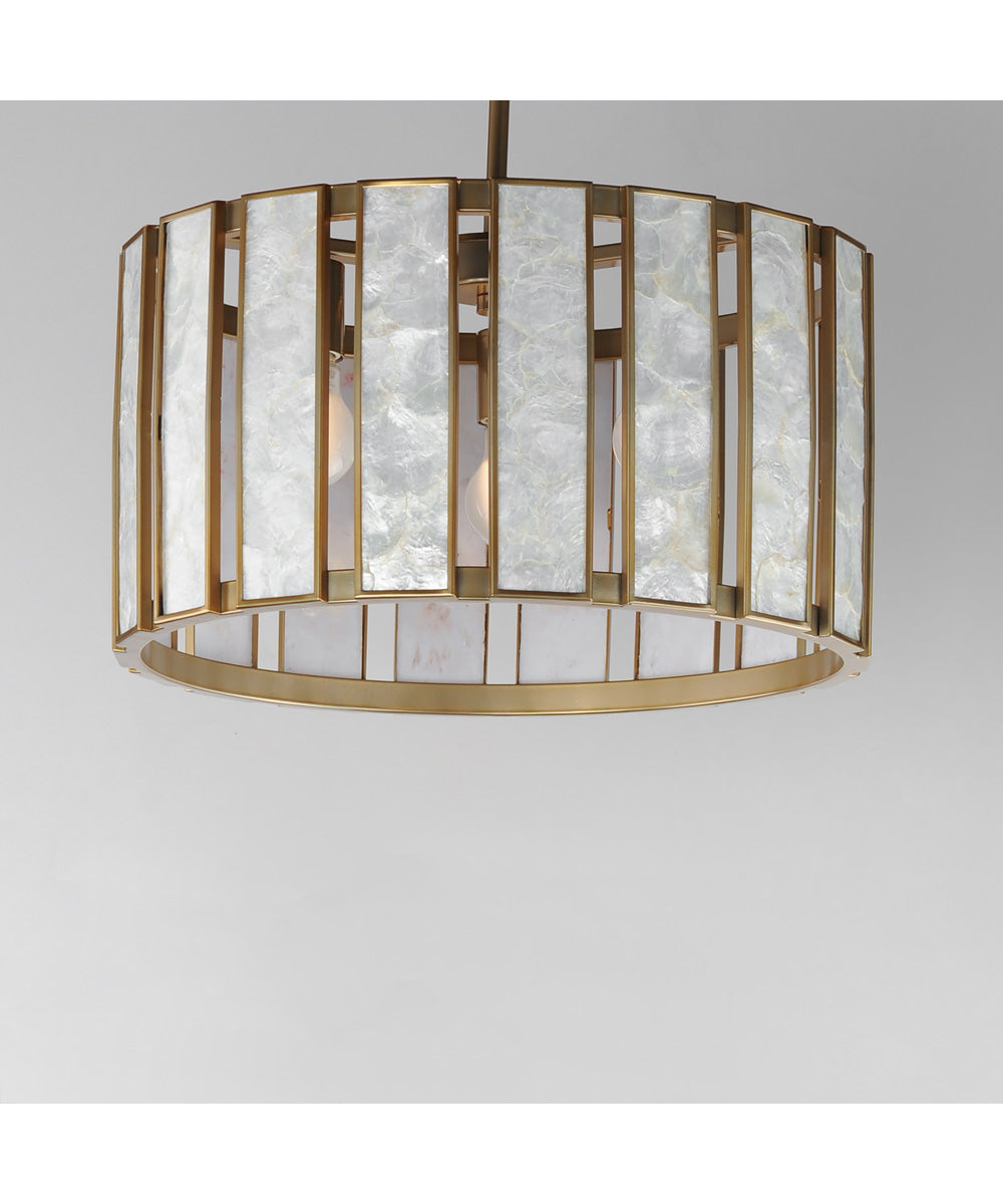 Miramar 3-Light Pendant Capiz / Natural Aged Brass