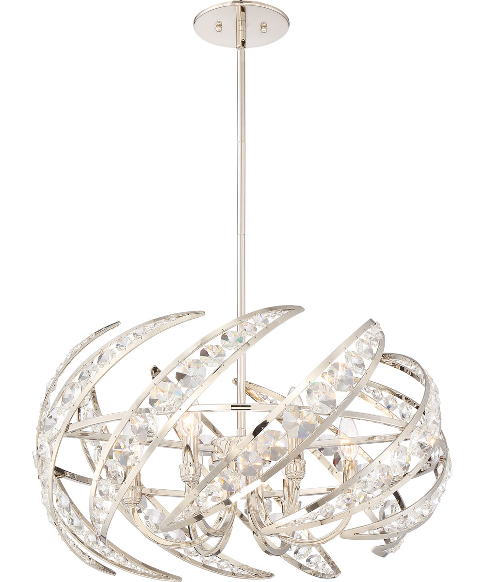 Crescent 6-light Pendant Polished Nickel