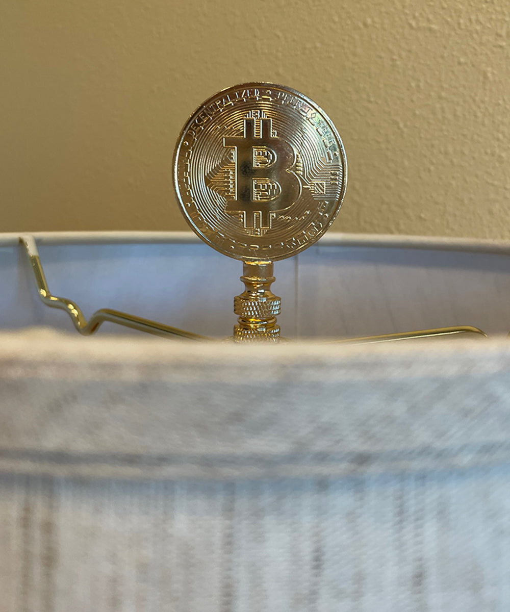 2.75"H Bitcoin Token Icon Polished Brass Finish Lamp Finial