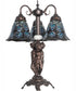 23" High Tiffany Peacock Feather 3 Light Table Lamp