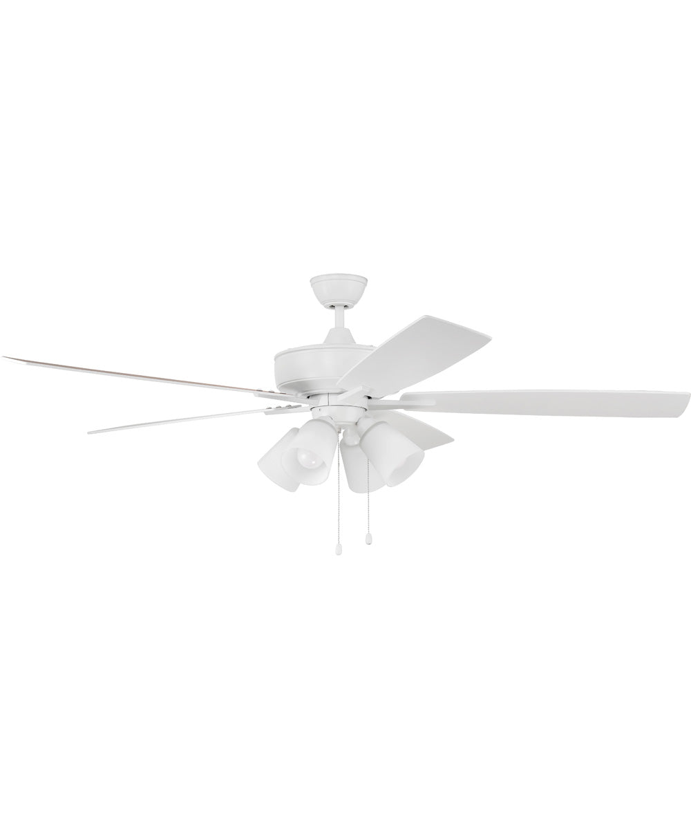 60" Super Pro 114 White 4 Light Kit 4-Light LED Ceiling Fan (Blades Included) White