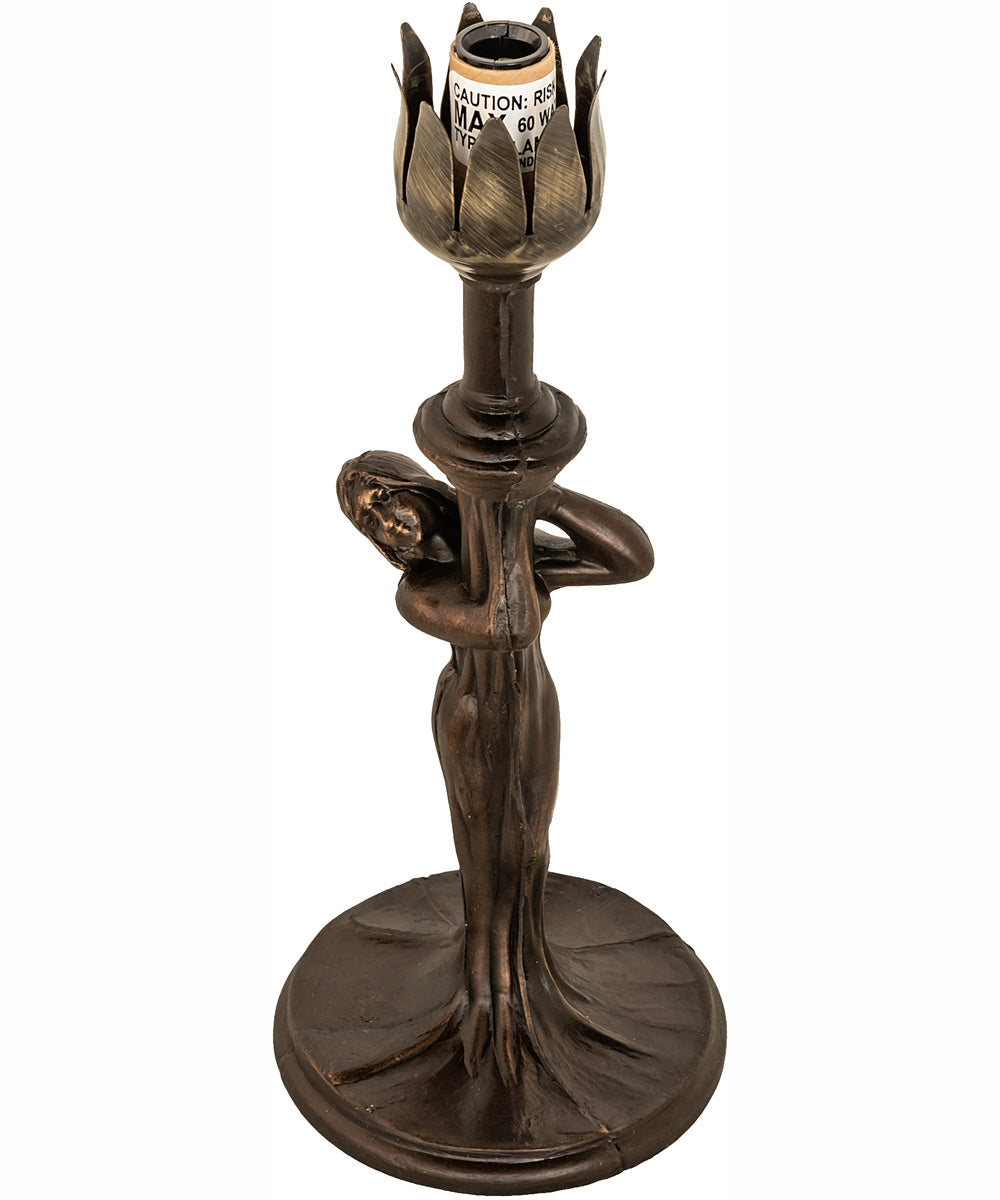 15" High Green Tiffany Pond Lily Nouveau Lady Accent Lamp