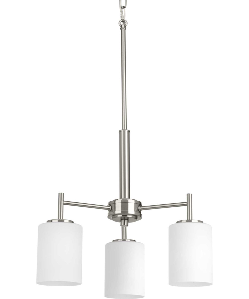 Replay 3-Light Etched Glass Modern Chandelier Light Brushed Nickel