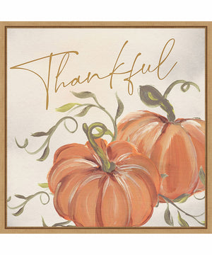 Framed Thankful Pumpkins by Nina Blue Canvas Wall Art Print (22  W x 22  H), Sylvie Maple Frame