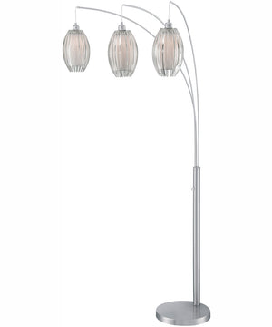 Lotuz 3-Light 3-Light Arch Lamp Chrome/ Clear Acrylic&White Shade
