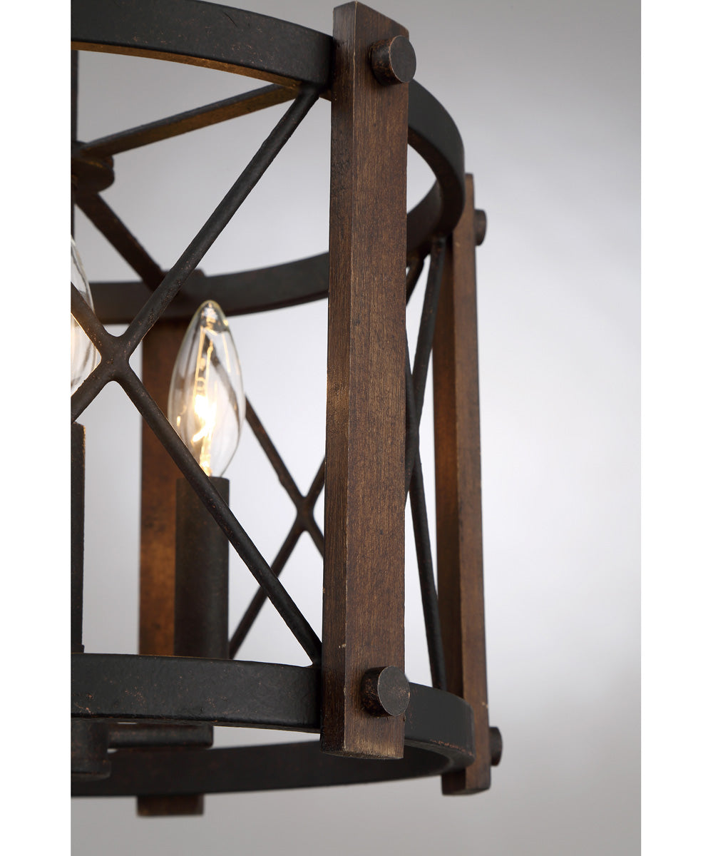 Baron Medium 3-light Semi Flush Mount Marcado Black