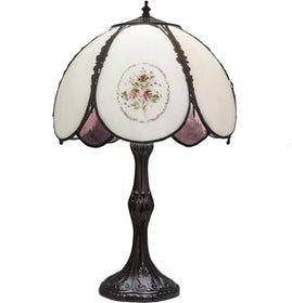 22"H Roses Hand Painted Table Lamp