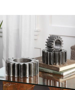4"H Gears Silver Sculpture Set of 3