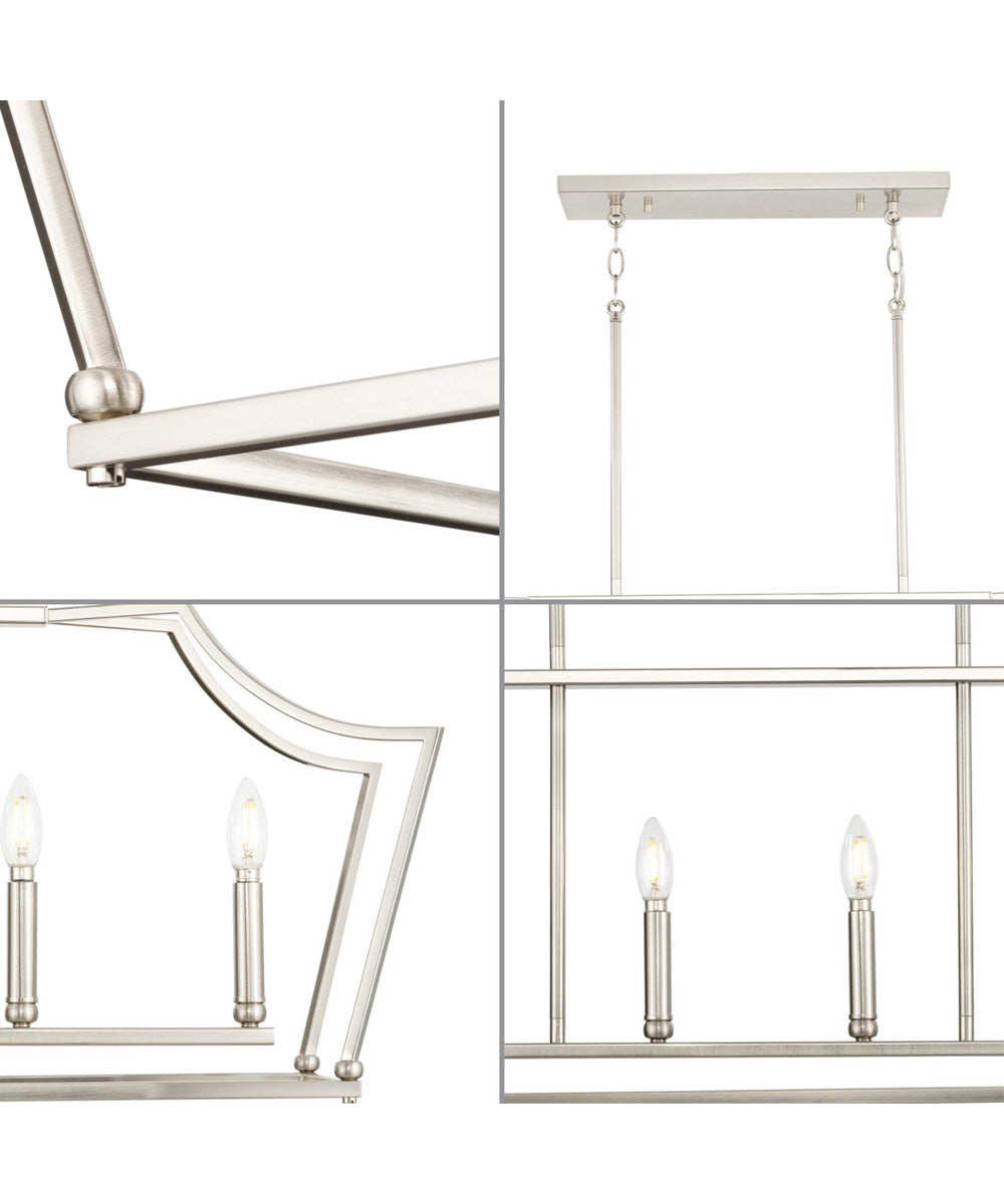 Parkhurst 6-Light New Traditional  Linear Island Chandelier Light Brushed Nickel