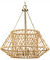 Laila 4-Light Coastal Chandelier with Woven Jute Accents Vintage Brass