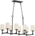 38"W Anvil 8-Light Linear Pendant with Shades Natural Iron