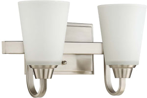 14"W Grace 2-Light Bath Vanity Light Brushed Polished Nickel
