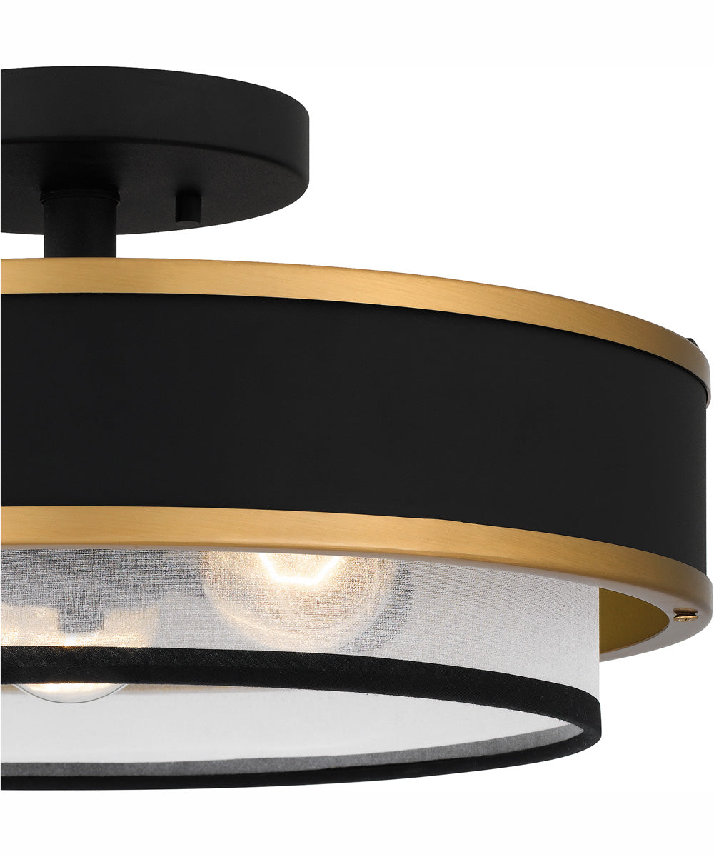 Quoizel Semi-Flush Mount Medium 3-light Semi Flush Mount Earth Black
