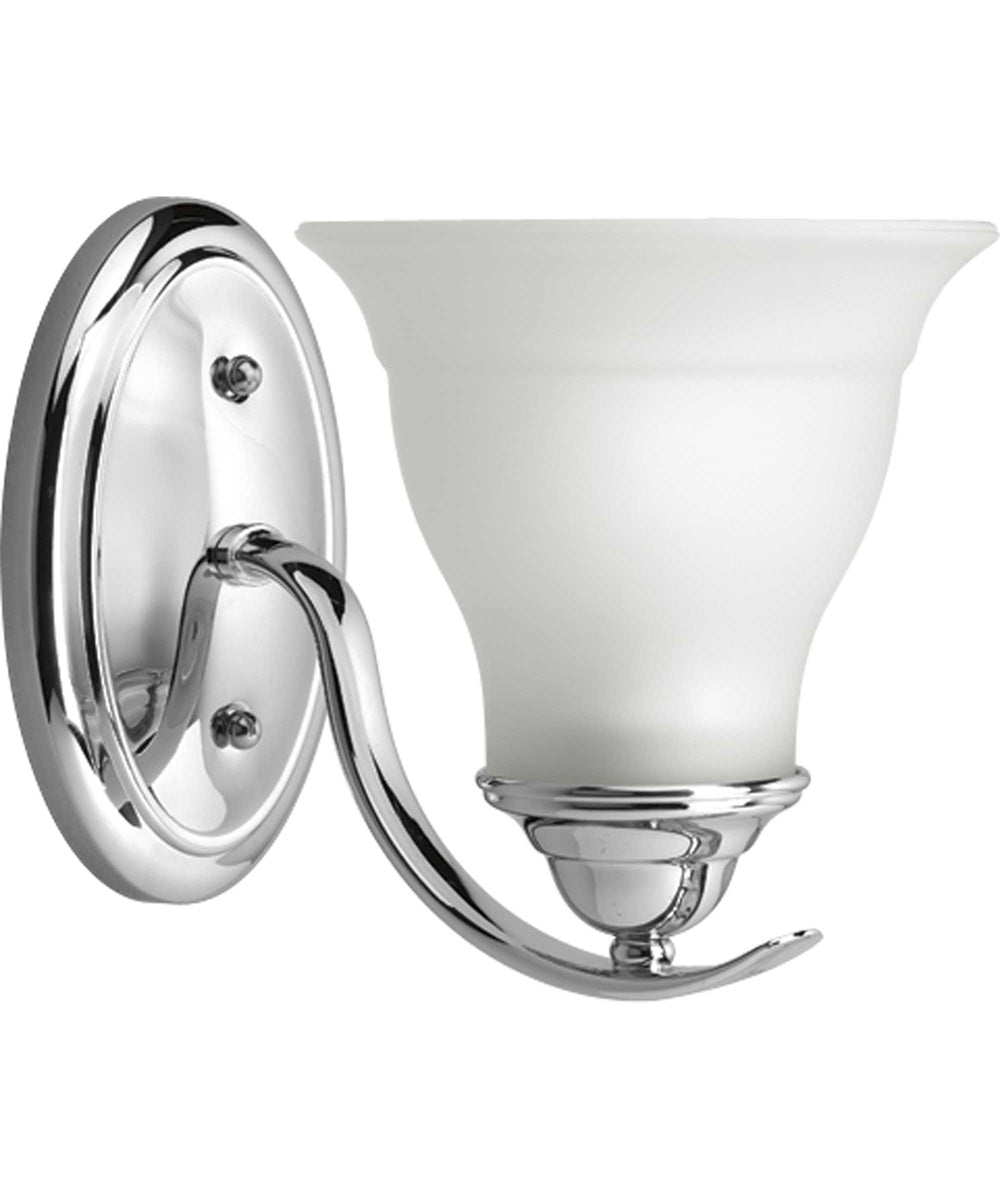 Trinity 1-Light Etched Glass Traditional Bath Vanity Light Polished Chrome