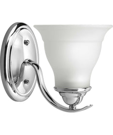 Trinity 1-Light Etched Glass Traditional Bath Vanity Light Polished Chrome