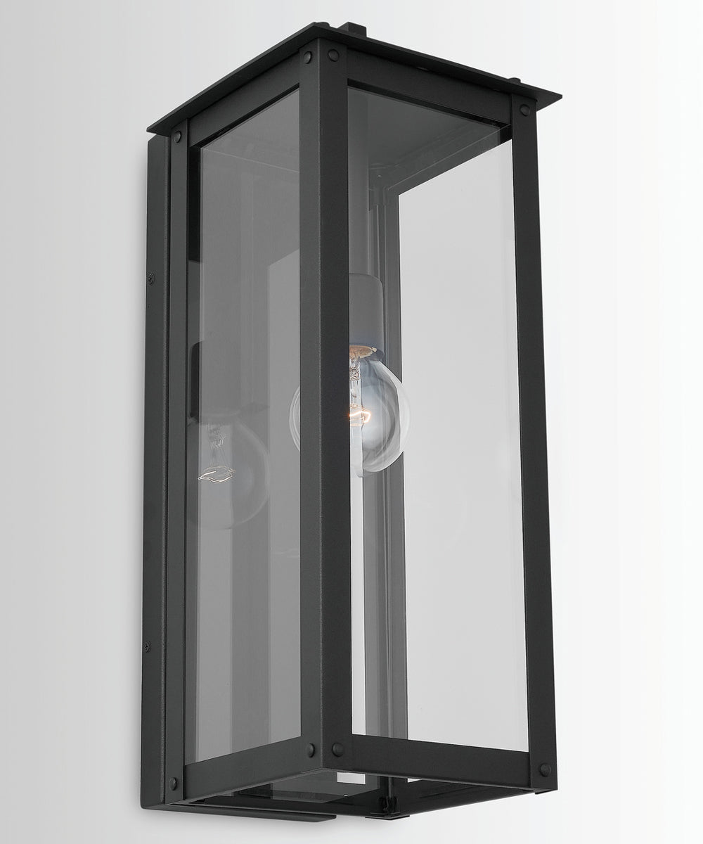 Hunt 1-Light Outdoor Wall Mount Rain or Shine - Black with Clear Glass