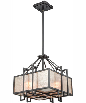 Stasis 3-Light Chandelier Oil Rubbed Bronze/Tan/Clear Mica Shade