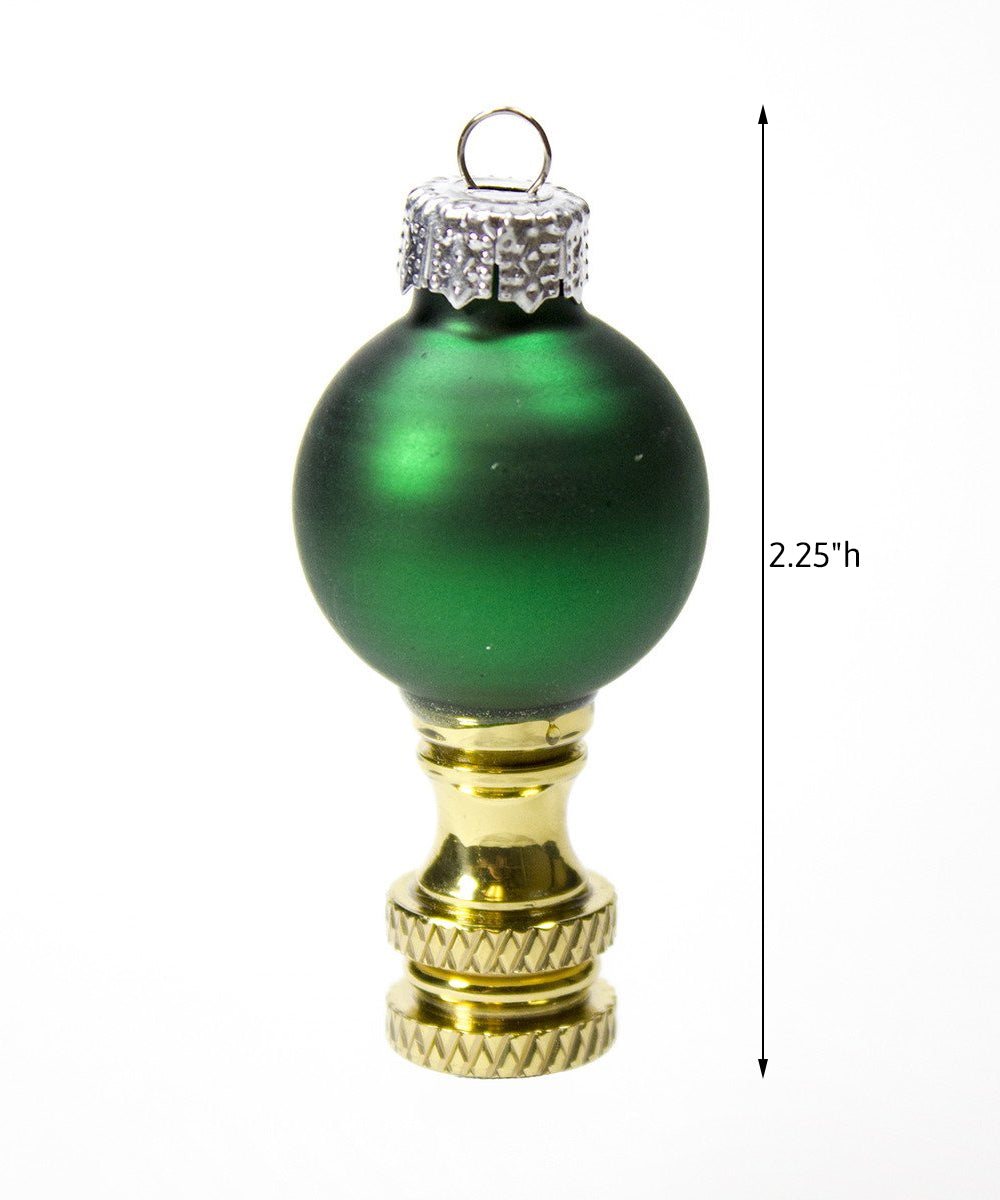 Green glass Christmas Ornament Lamp Finial 2.25"h