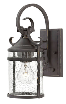 13"H Casa 1-Light Small Outdoor Wall Light in Olde Black with Clear Seedy
