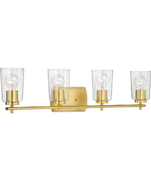 Adley 4-Light Clear Glass New Traditional Bath Vanity Light Satin Brass