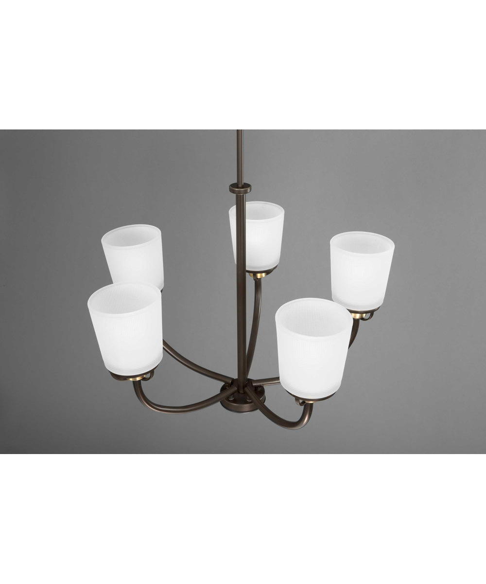 West Village 5-Light Etched Double Prismatic Glass Farmhouse Chandelier Light Antique Bronze
