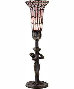 15" High Stained Glass Pond Lily Nouveau Lady Accent Lamp
