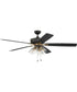 60" Super Pro 104 4-Light Ceiling Fan (Blades Included) Flat Black/Satin Brass