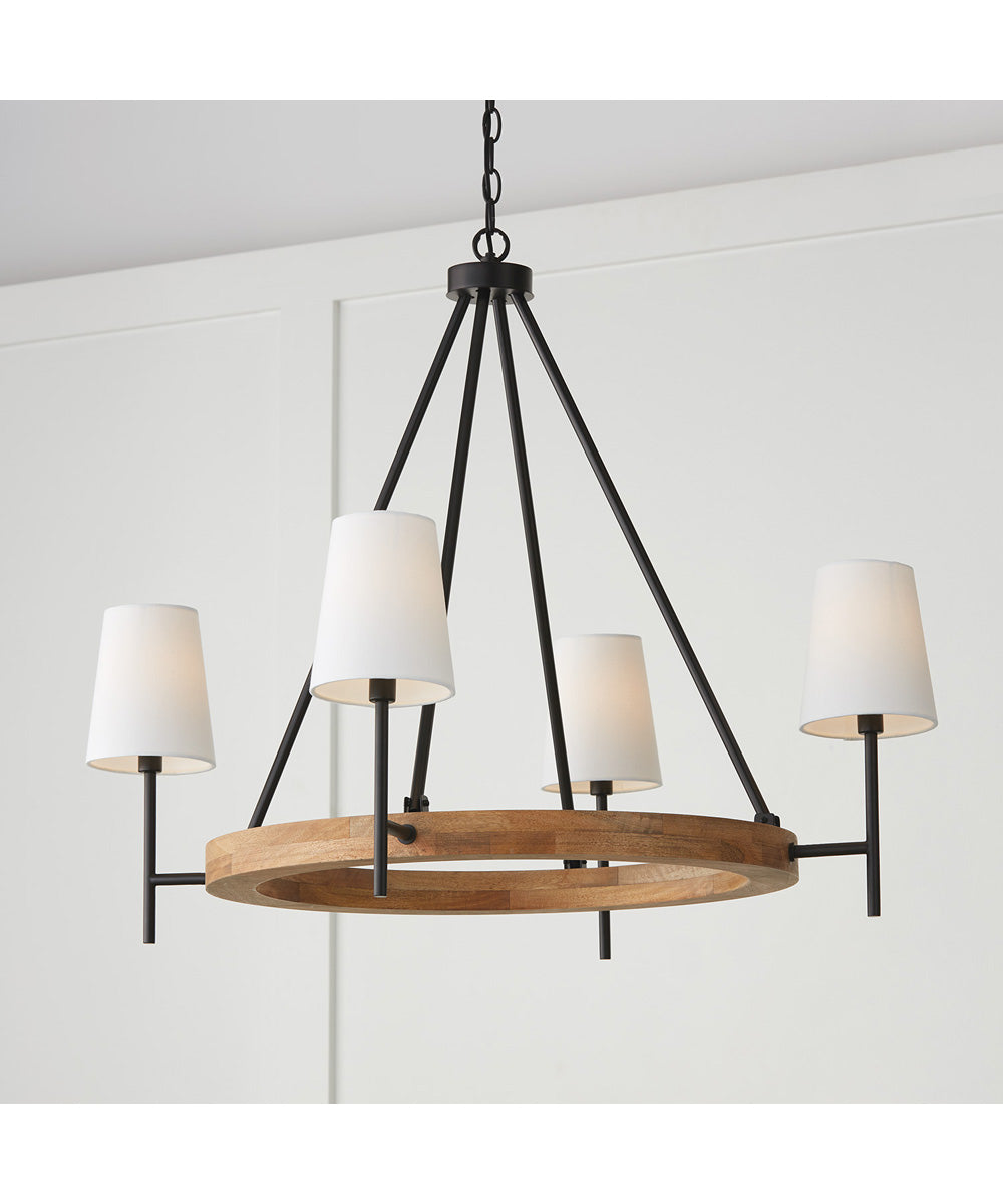Jonah 4-Light Chandelier Light Wood and Matte Black