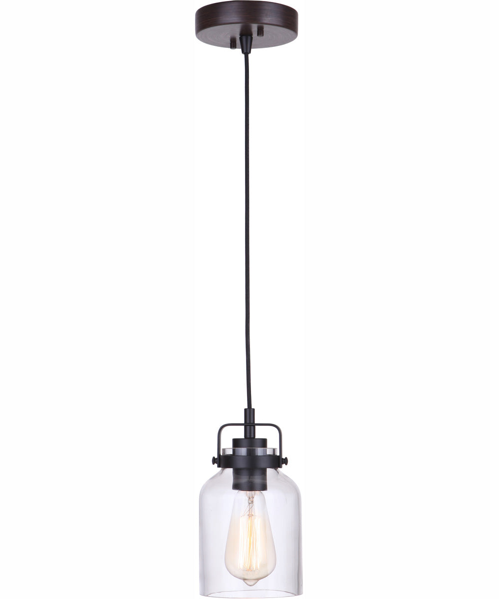 Foxwood 1-Light Mini Pendant Flat Black/Dark Teak