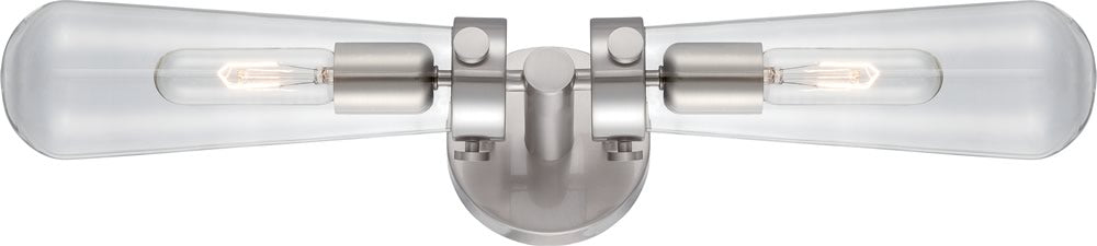 24"W Beaker 2-Light Vanity & Wall Brushed Nickel