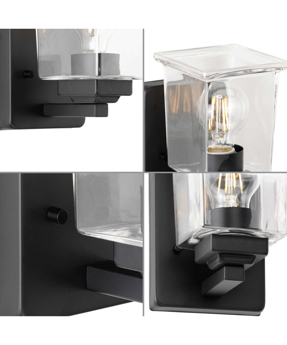 Gilmour 1-Light Modern Farmhouse Clear Glass Bath Vanity Light Matte Black