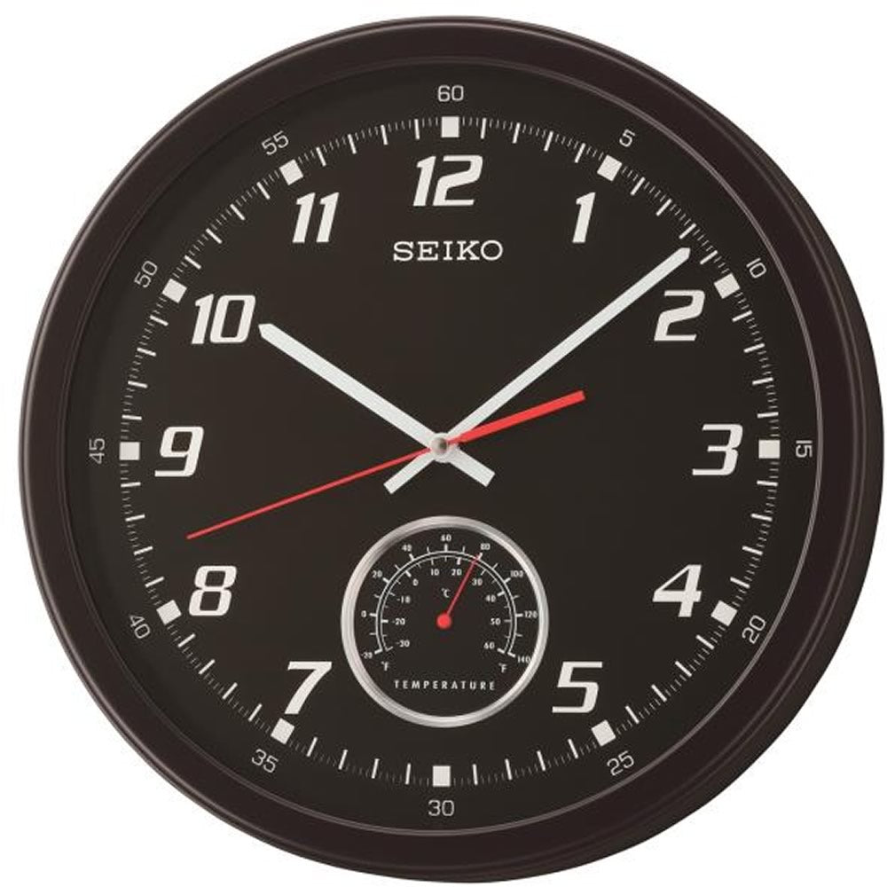 Wall Clock with Thermometer and Quiet Sweep