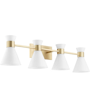 Beldar 4-light Bath Vanity Light Aged Brass w/ Gloss Opal