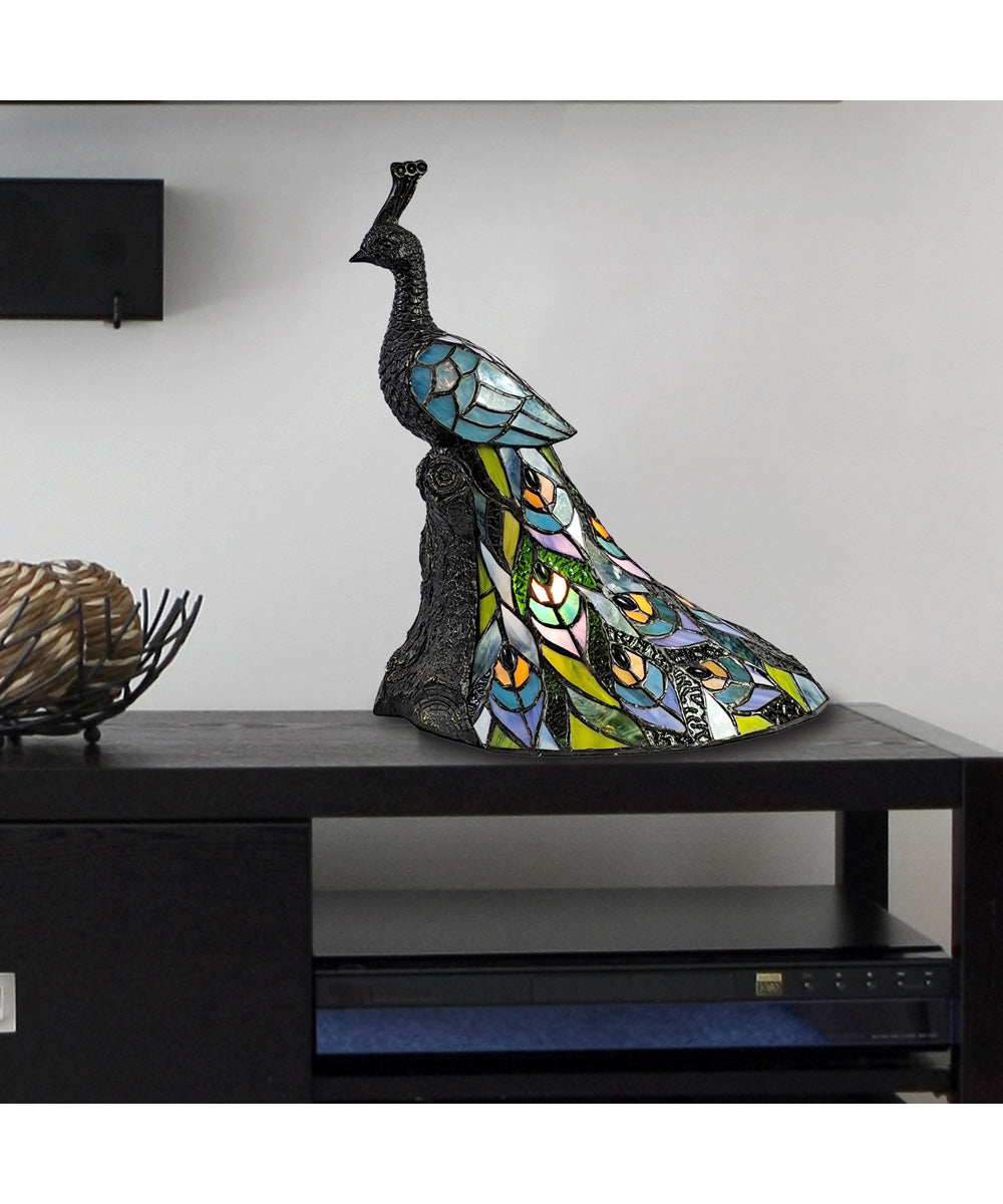 Galana Turquoise Peacock Tiffany Accent Lamp