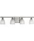 Lucky 4-Light White Prismatic Glass Coastal Bath Vanity Light Brushed Nickel