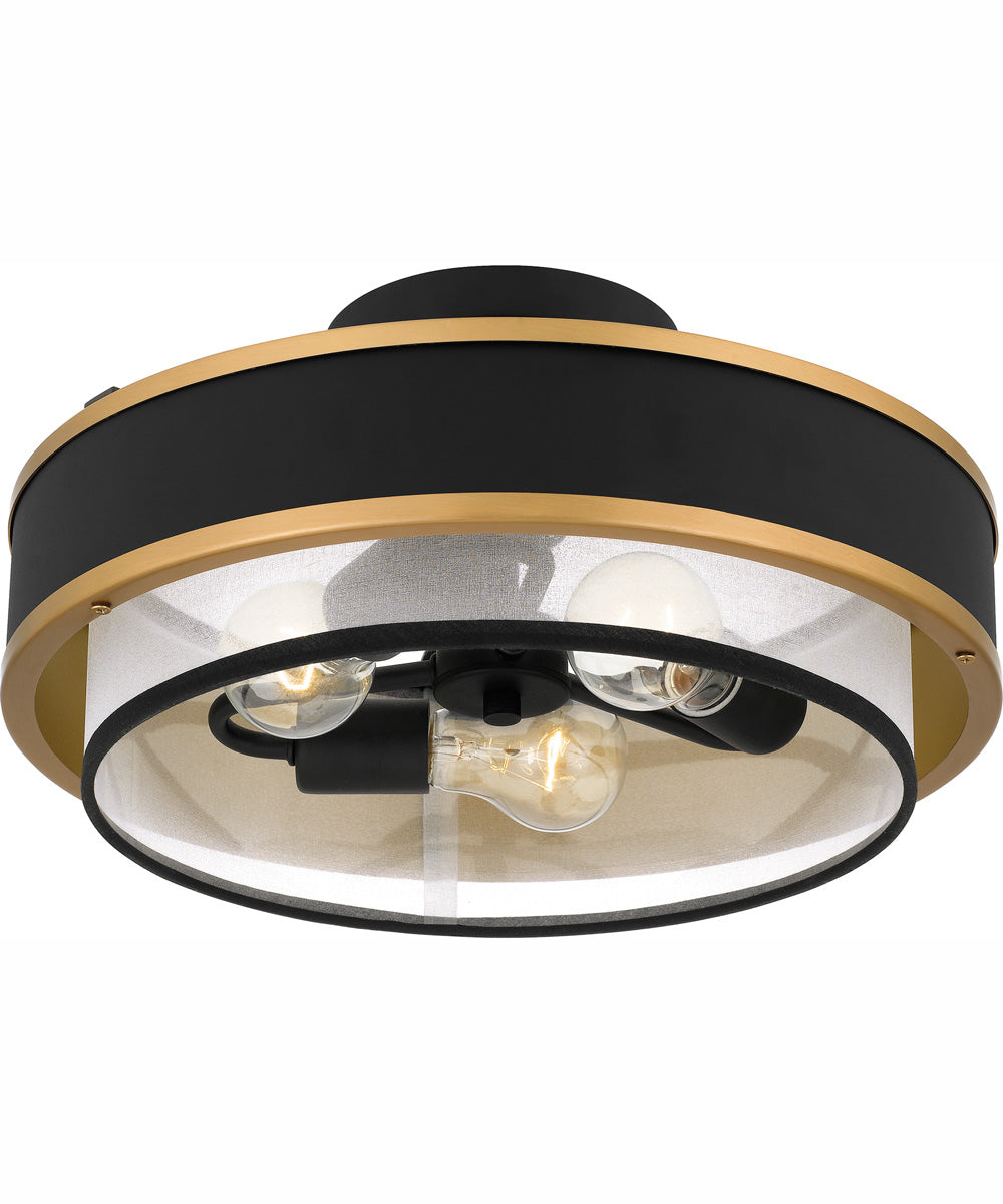 Quoizel Semi-Flush Mount Medium 3-light Semi Flush Mount Earth Black