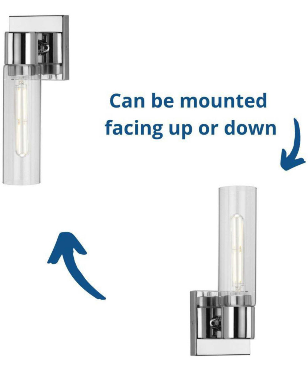 Clarion 1-Light Clear Glass Modern Style Bath Vanity Wall Light Polished Chrome