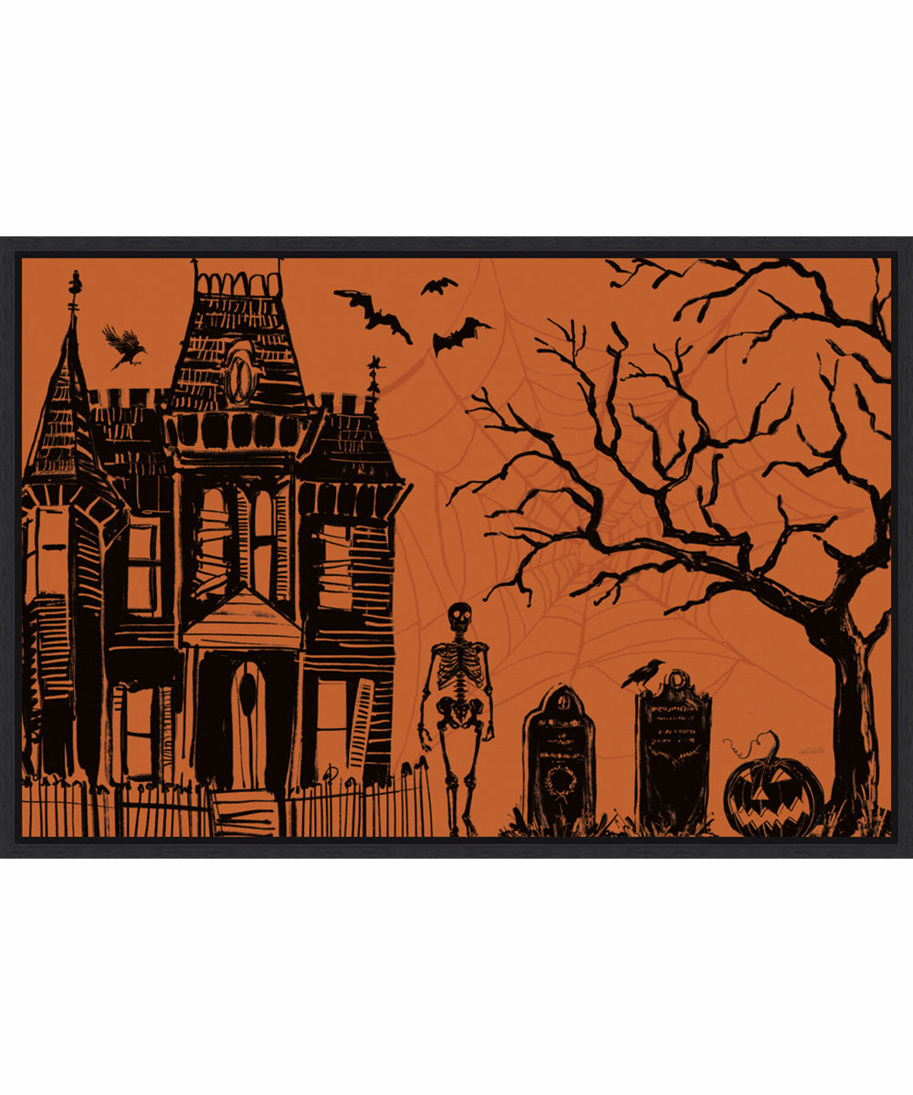 Framed Haunted House I by Anne Tavoletti Canvas Wall Art Print (33  W x 23  H), Sylvie Black Frame