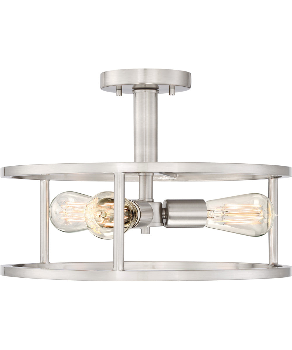 New Harbor 3-light Semi Flush Mount Brushed Nickel