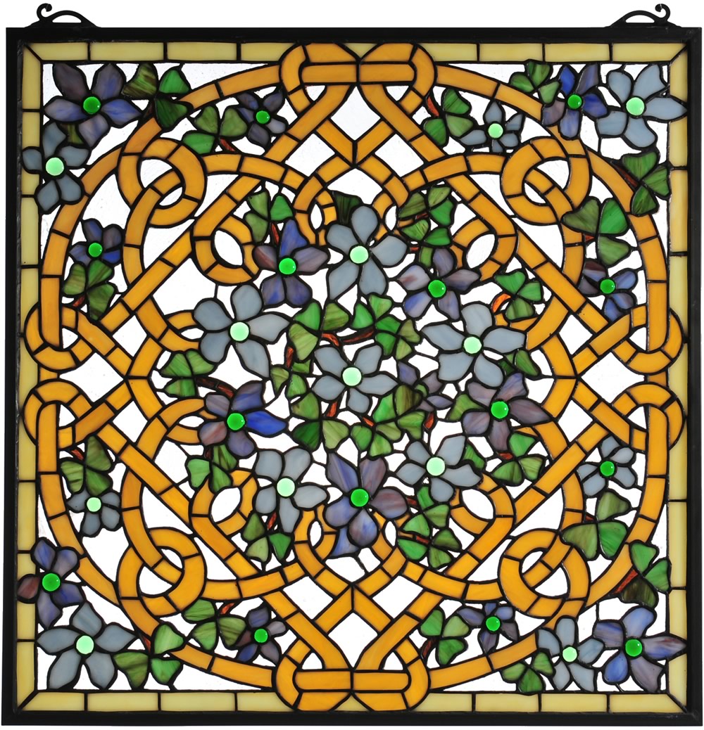 22"H Shamrock Garden Stained Glass Window