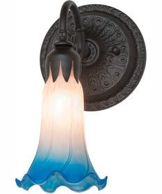 5.5" Wide Pink/Blue Tiffany Pond Lily Wall Sconce