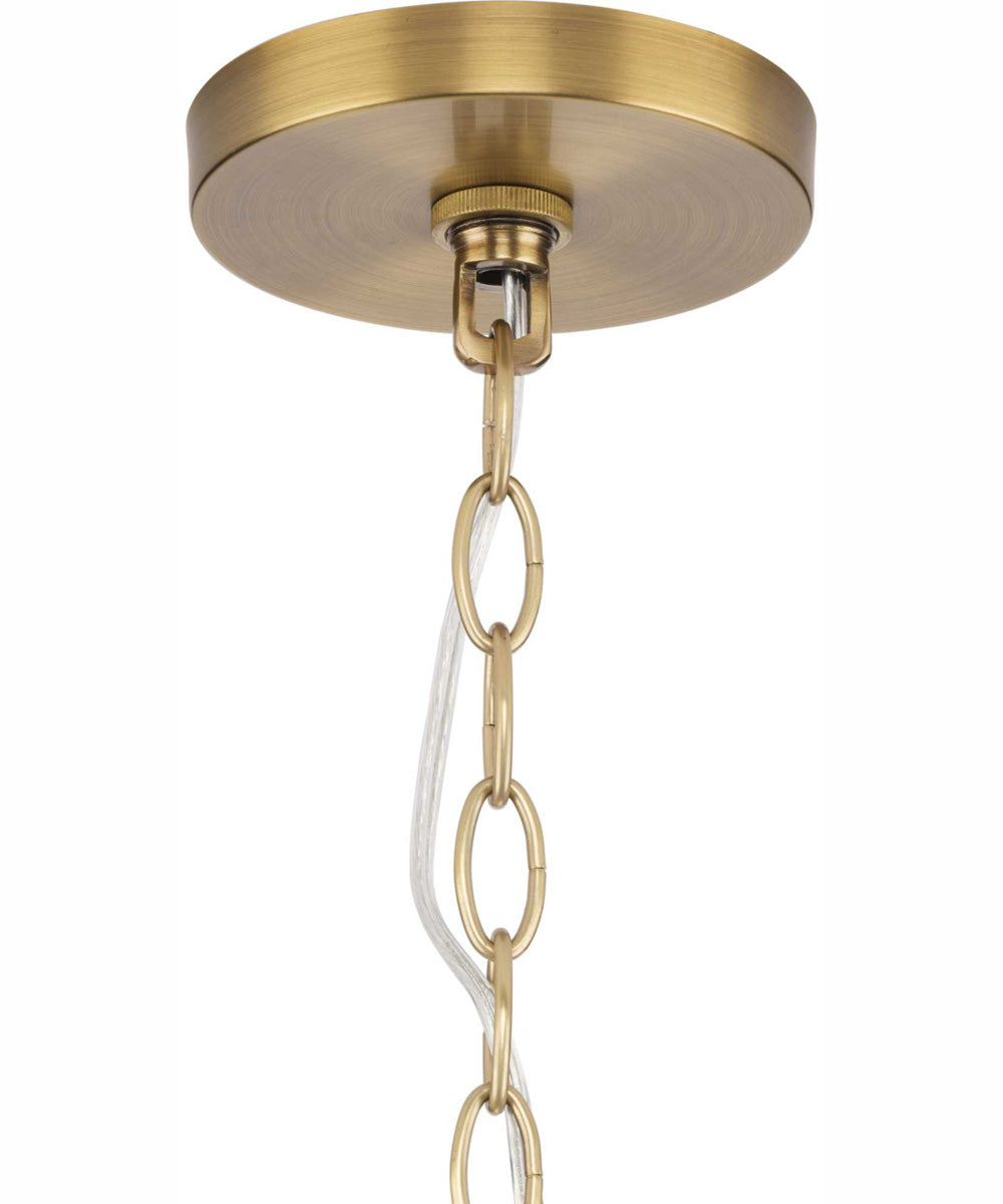 Laila 1-Light Coastal Pendant with Woven Jute Accent Vintage Brass