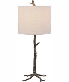 30"H 1-Light Table Lamp Cast Iron in Dark Gunmetal with a Drum Shade