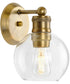 Hansford  1-Light Clear Glass Farmhouse Bath Vanity Light Vintage Brass