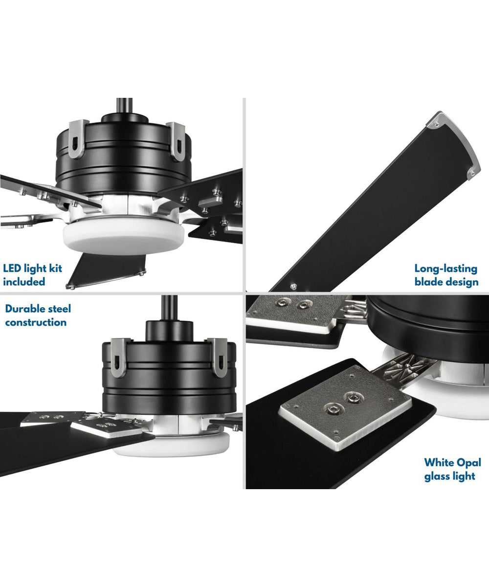 Glenfalls 5-Blade Reversible Matte 56-Inch LED Transitional Ceiling Fan Black