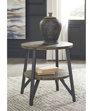 24"H Haffenburg Round End Table Medium Brown