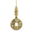 1"W Polished Brass Asian Mysterious East Chinese Coin Fan Pull  with Polished Brass Chain